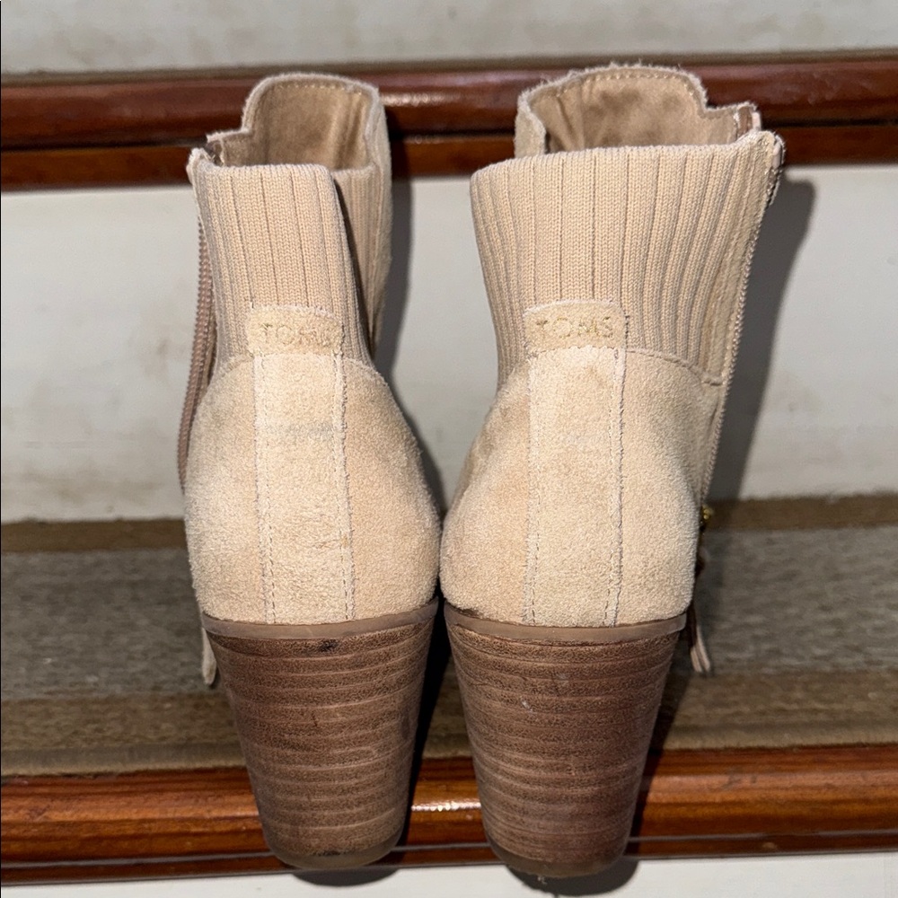 TOMS Women's Sadie Wedge Booties Beige Ankle Boots - Picture 10 of 14